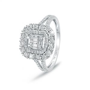 Emerald-cut Halo ring 